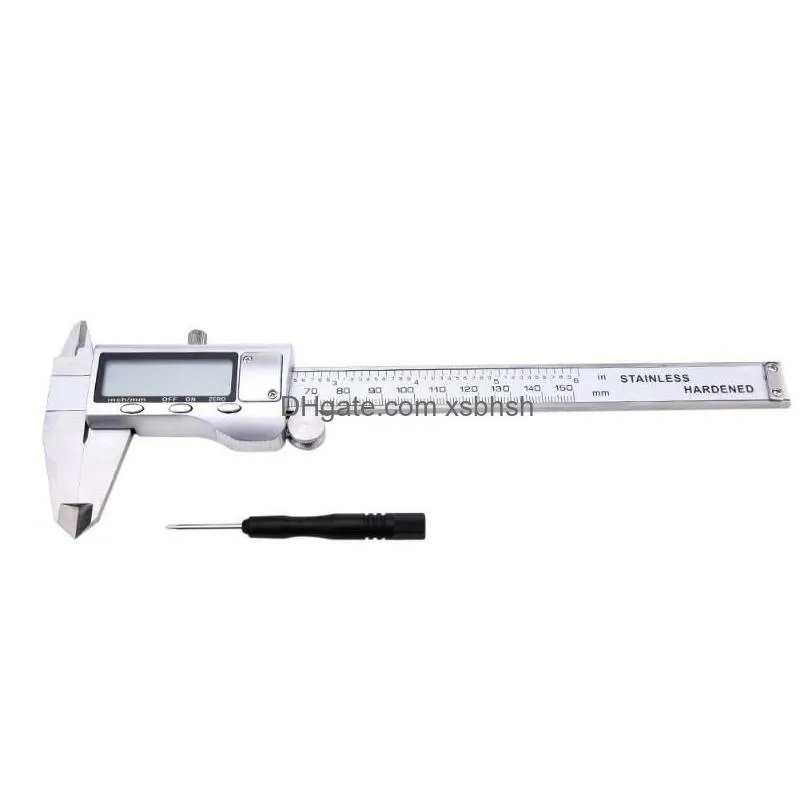 dhs 20pcs 150mm 6 lcd digital vernier caliper electronic gauge micrometer precision tool silver with box