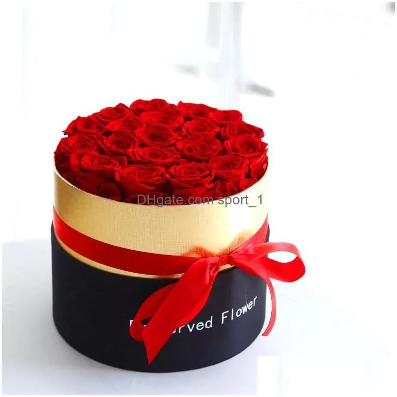 wreaths decorative flowers wreaths red real preserved rose eternal flower with box set wedding bouquet mothers day gift romantic