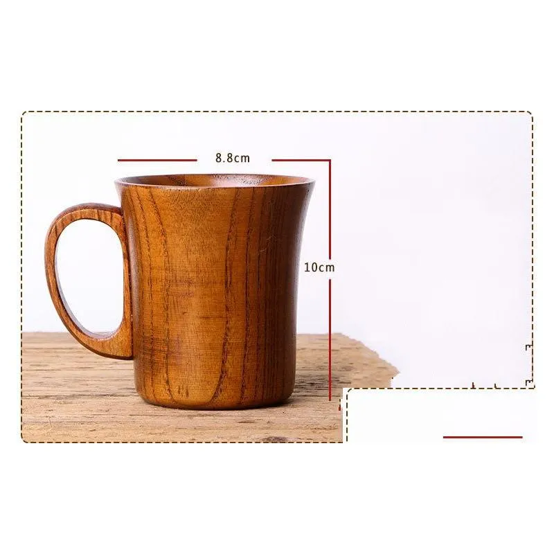 portable natural wood cup with handle wooden teacup coffee beer juice drinking mug drinkware kitchen bar accessories