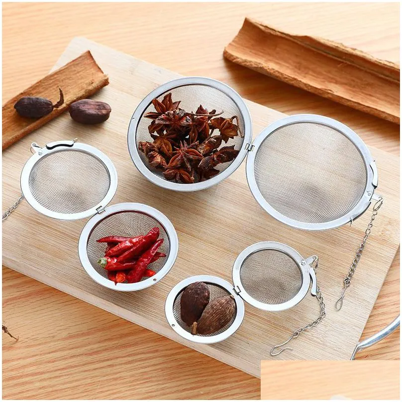 304 stainless steel tea strainer tea pot infuser mesh filter ball with chain tea maker tools drinkware 4.5cm/7cm/9cm