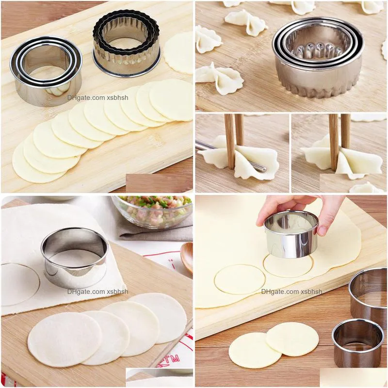 3pcs/set high quality stainless steel cutter dumplings leather mold kitchen tools accessories factory wholesale 50set/lot