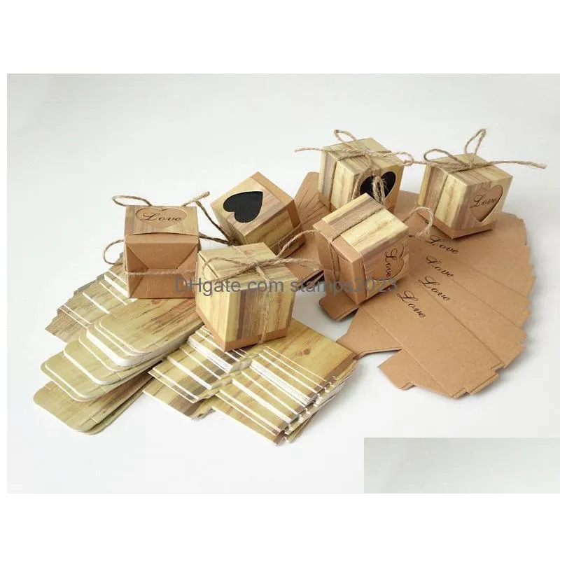 Gift Wrap 500Pcs Gift Wrap Kraft Paper Hollow Out Love Heart Favor Box Wedding Birthday Party Handmade Soap Jewelry Candy Packaging Dr Dhl5Y