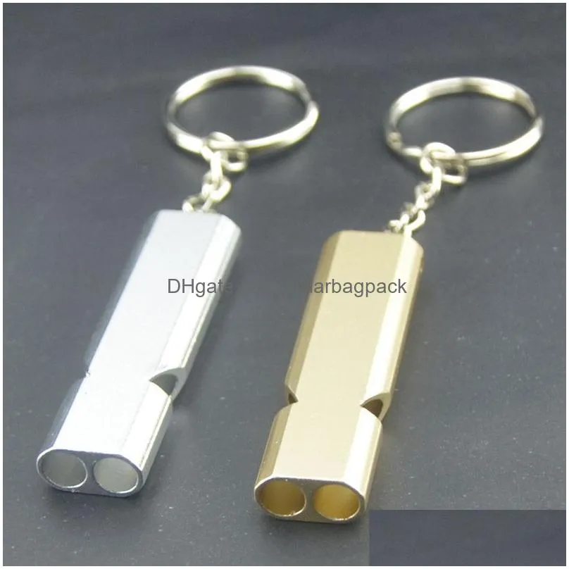 Other Household Sundries Portable High Frequency Aluminum Alloy Emergency Whistle Keychain Outdoor Tools Training Cam Hiking Drop Deli Dhami