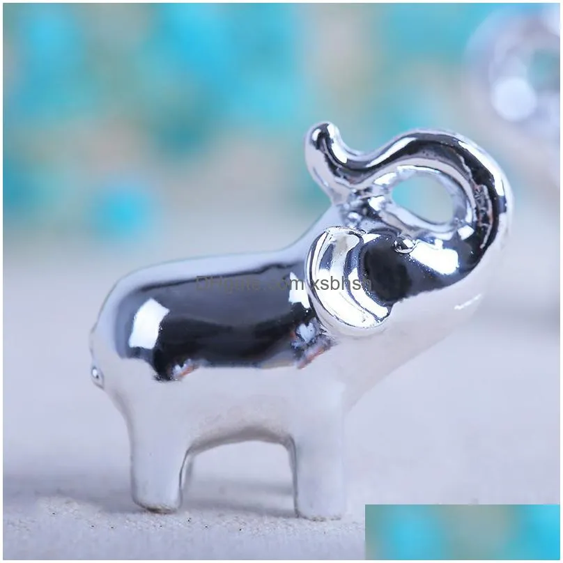 wedding favor and souvenir--lucky in love silver - finish lucky elephant place card holders 500 pcs/lot