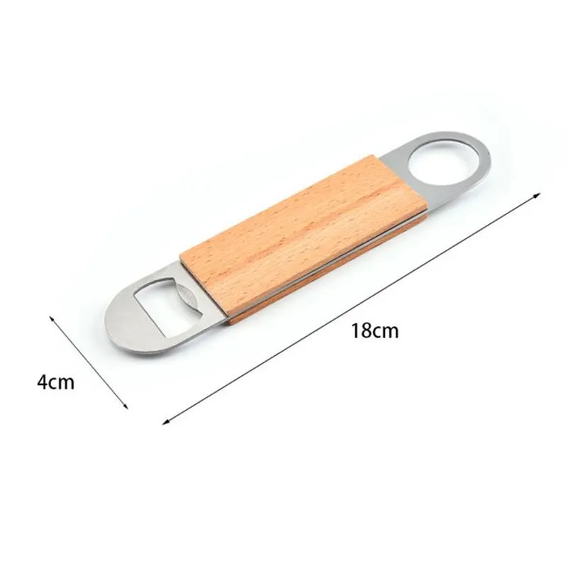 customizable creative stainless steel bar blade beer bottle opener vintage wooden handle bartender bottles openers factory direct