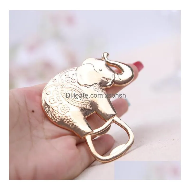100pcs metal gold lucky golden elephant bottle opener openers wedding shower gift favors party sn2167