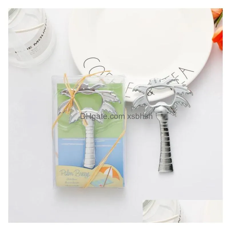 100pcs / lot palm breeze chrome palm tree bottle opener wedding bridal shower favors and gifts beer opener sn2357