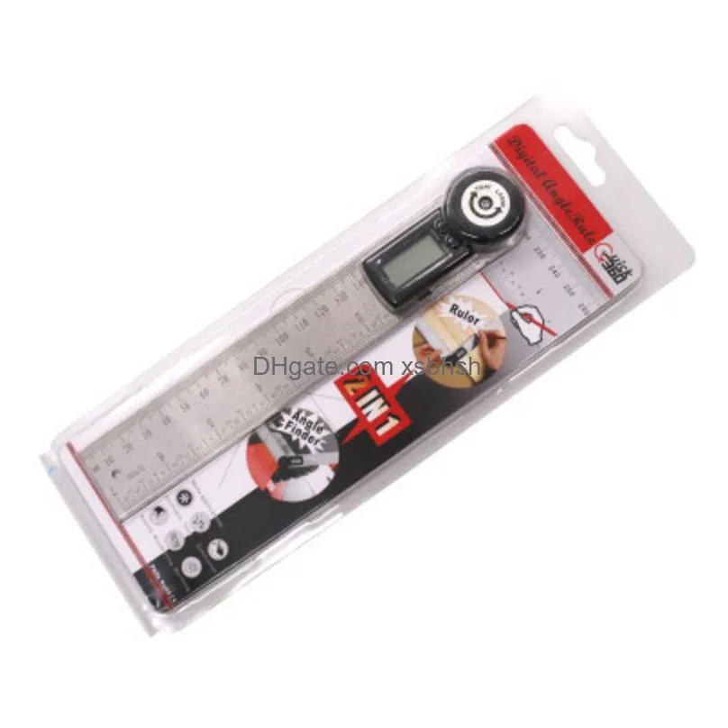 wholesale quevinal 50pcs practical 2 in 1 digital angle ruler 360 degree 200mm electronic digital angle meter angle