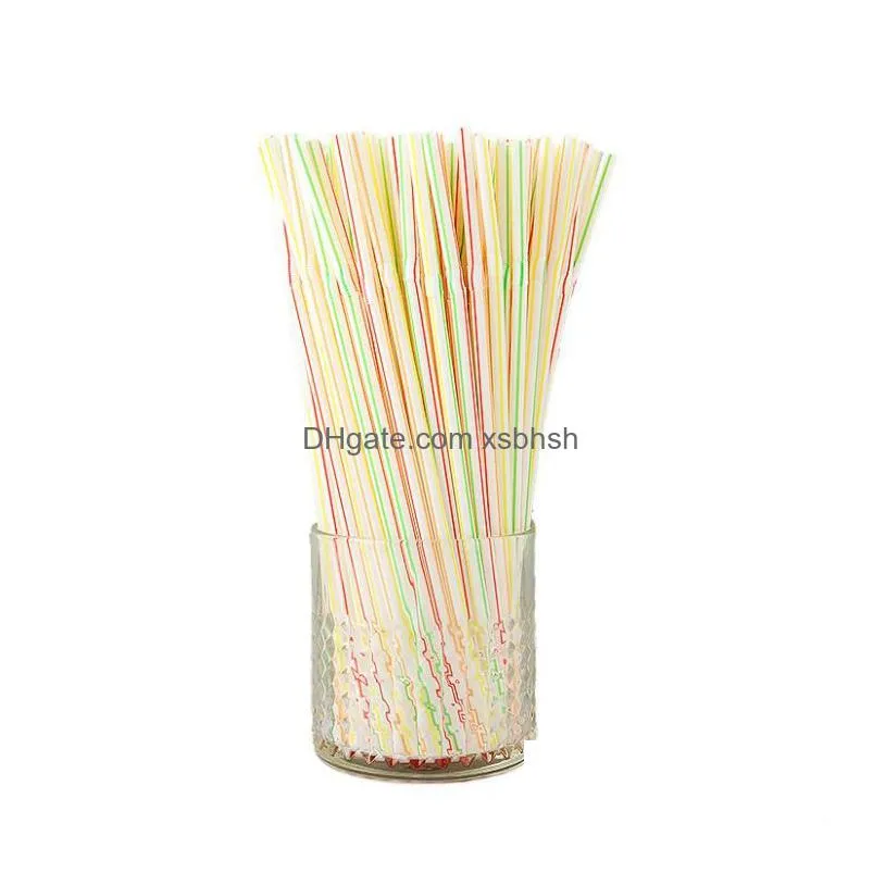 100pcs/bag disposable plastic drinking straw colorful bend drink straws fruit juice milk tea pipe bar party accessory sn2111
