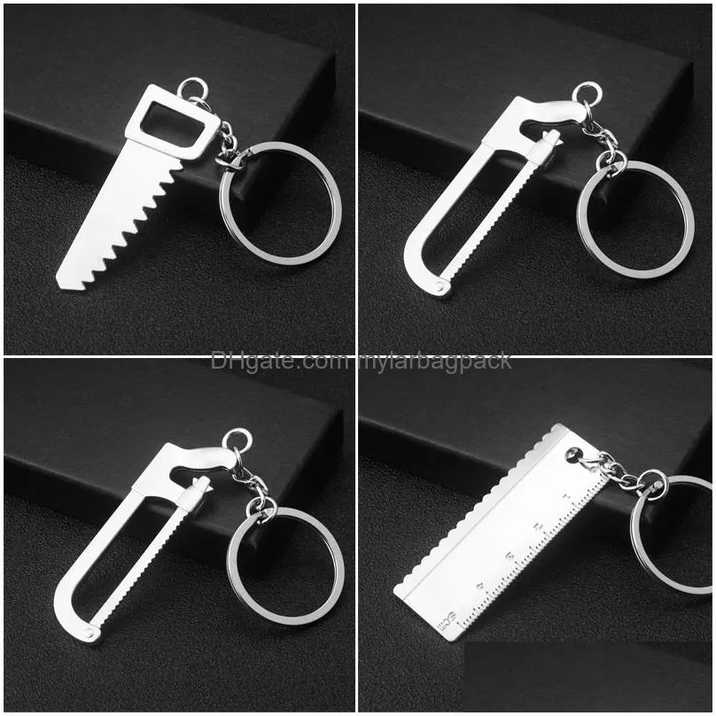 Other Hand Tools Keychains For Men Car Bag Keyring Tool Mini Utility Pocket Clasp Rer Hammer Wrench Pliers Shovel Axe Spanner Simation Dhfbw