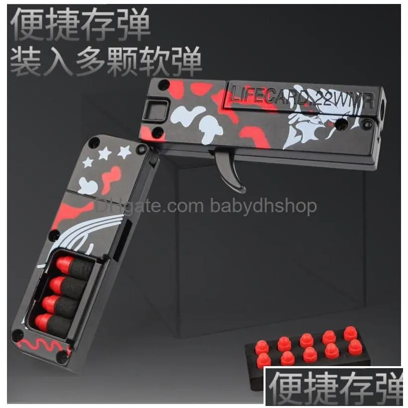 gun toys 1pcs upgraded secondgeneration lifecard folding toy pistol handgun card with soft s alloy shooting model for adts boys chil