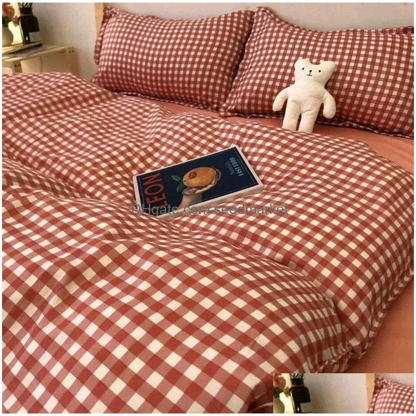 bedding sets nordic grid duvet cover set with bedsheet pillowcase 220x240 quilt 4pcs/3pcs bedding fashion comforter bed linen bedding set