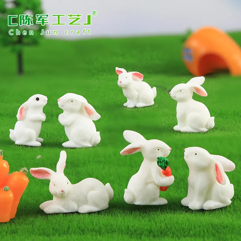 naughty rabbit micro landscape resin animal landscape diy decoration zodiac white rabbit gift family accessories