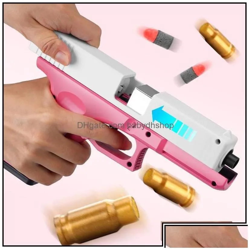 gun toys kids toy model with jump ejecting outdoor sports mag soft s for boys girls pl back action pistol foam blaster p dhoc2