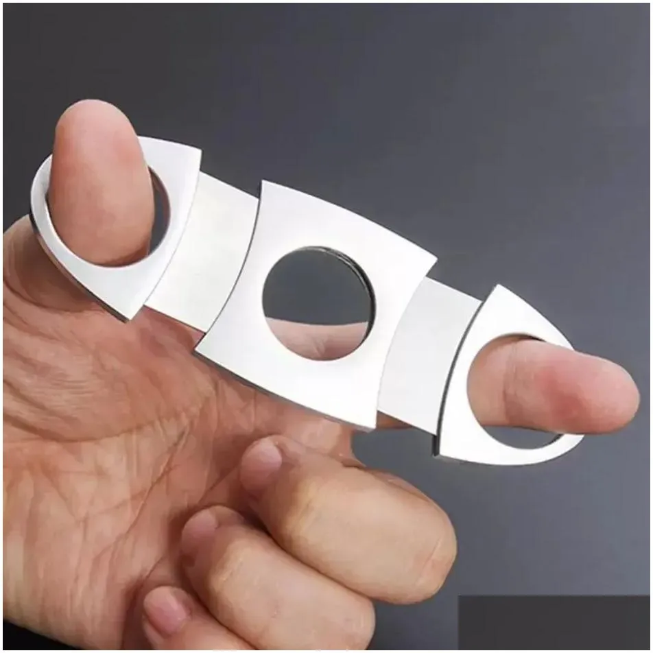 stainless steel cigar cutter knife portable small double blades cigar scissors metal cut cigar devices tools smoking accessories