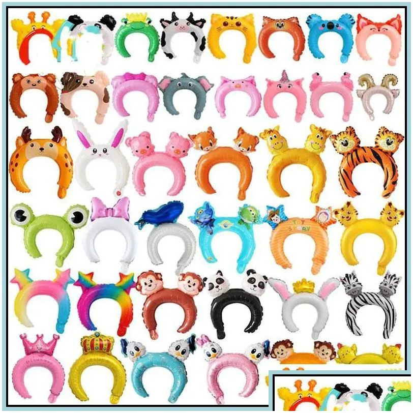 balloon cute little animal headband aluminum foil balloon rabbit frog birthday party decorations kids baby shower toys drop delivery