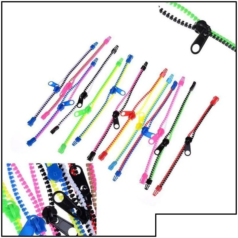decompression toy zipper bracelets fidget toy 7 5 inches decompression sensory toys set neon colors birthday party favors for kids g