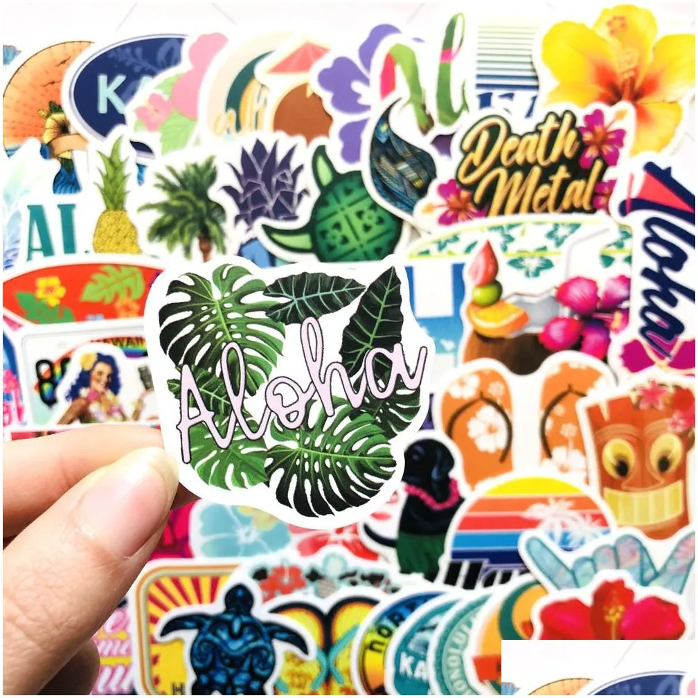 50pcs hawaii stickers skate accessories for skateboard water bottle laptop luggage bicycle motorcycle phone car decals party decor