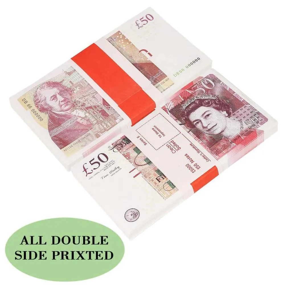 novelty games play paper printed money toys uk pounds gbp british 50 commemorative prop toy for kids christmas gifts or video film d