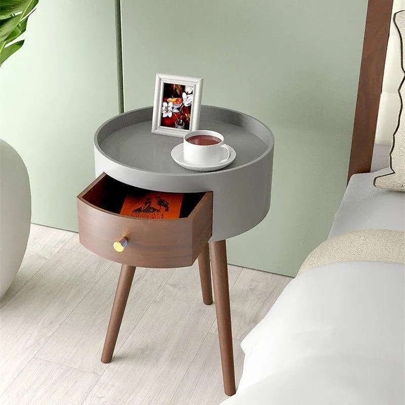 neoclassical minimalism small bedroom nightstand round ultra-narrow grey italian double bed nightstand with drawer