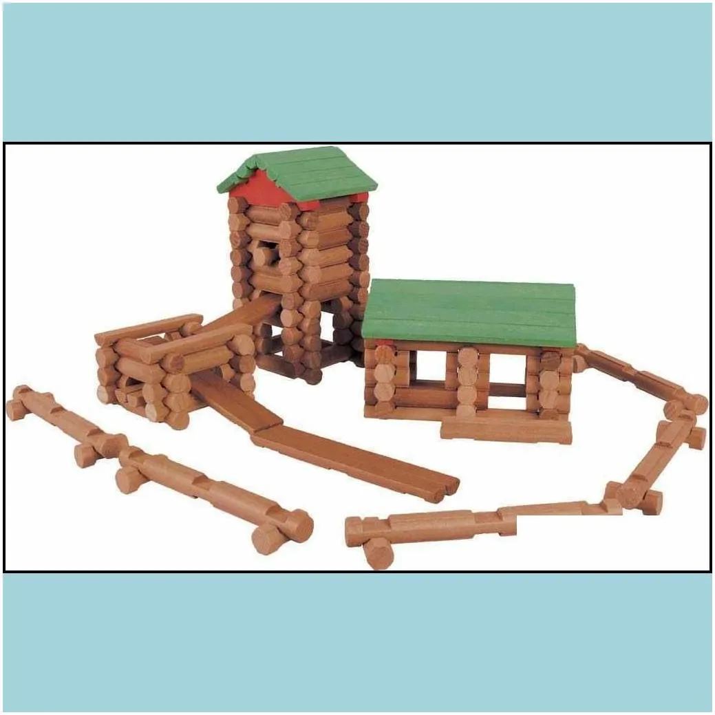 decompression toy toys model building kits edition village 327 pieces real wood logs ages 3 retro gift set for boys/girls-creative dr