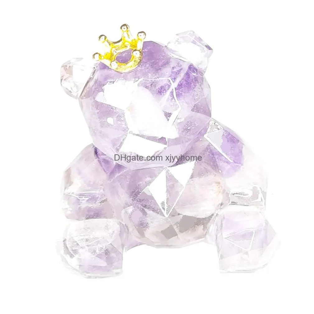 Decorative Objects & Figurines Decorative Figurines Amethyst Crystal Bear Desk Decor Gifts For Kids Women Girlfriend Home Decorations Dhcf9