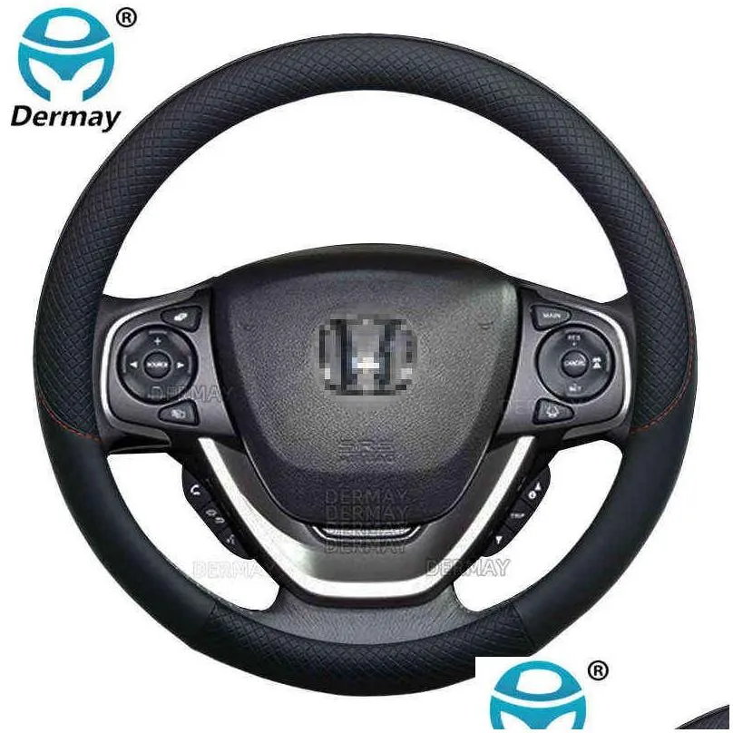 100 dermay brand pu leather car steering wheel cover for honda d gb3gb4gp3gb5gb6gb7gb8 20082022 car accessories j220808