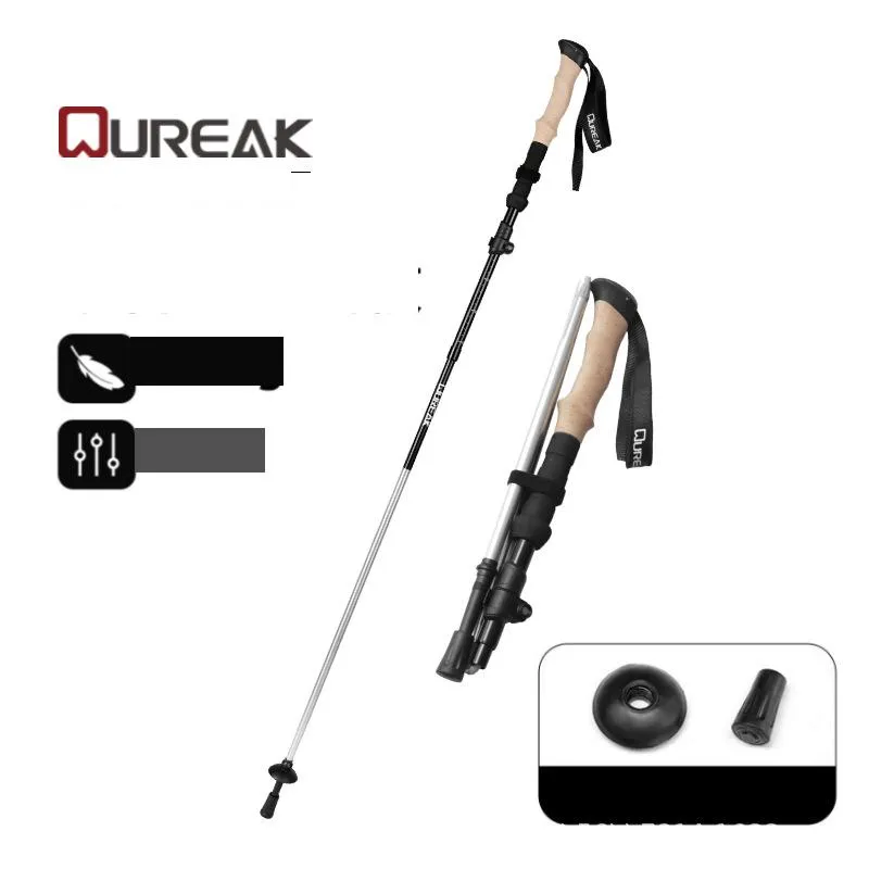 aluminum alloy folding ultra light ultra short telescopic outdoor hand hiking stick mountain poles