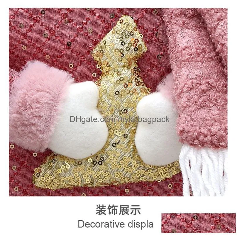 Christmas Decorations Christmas Stocking Gift Bags Sequin P Pink Socks Decorations Xmas Large 41Cm Decorative Durable Fireplace Hangin Dh6Us