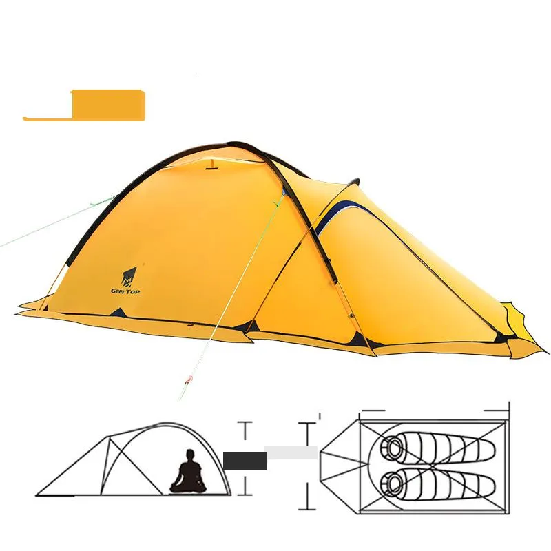 winter two-person mountaineering tent outdoor camping supplies portable trekking lightweight waterproof double-decker camping tent