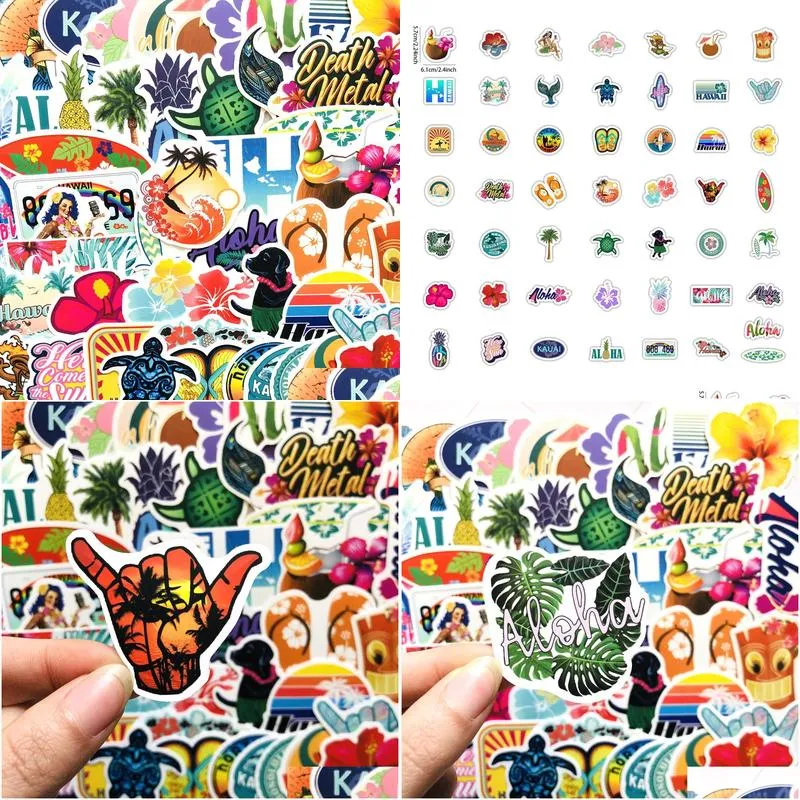 50pcs hawaii stickers skate accessories for skateboard water bottle laptop luggage bicycle motorcycle phone car decals party decor