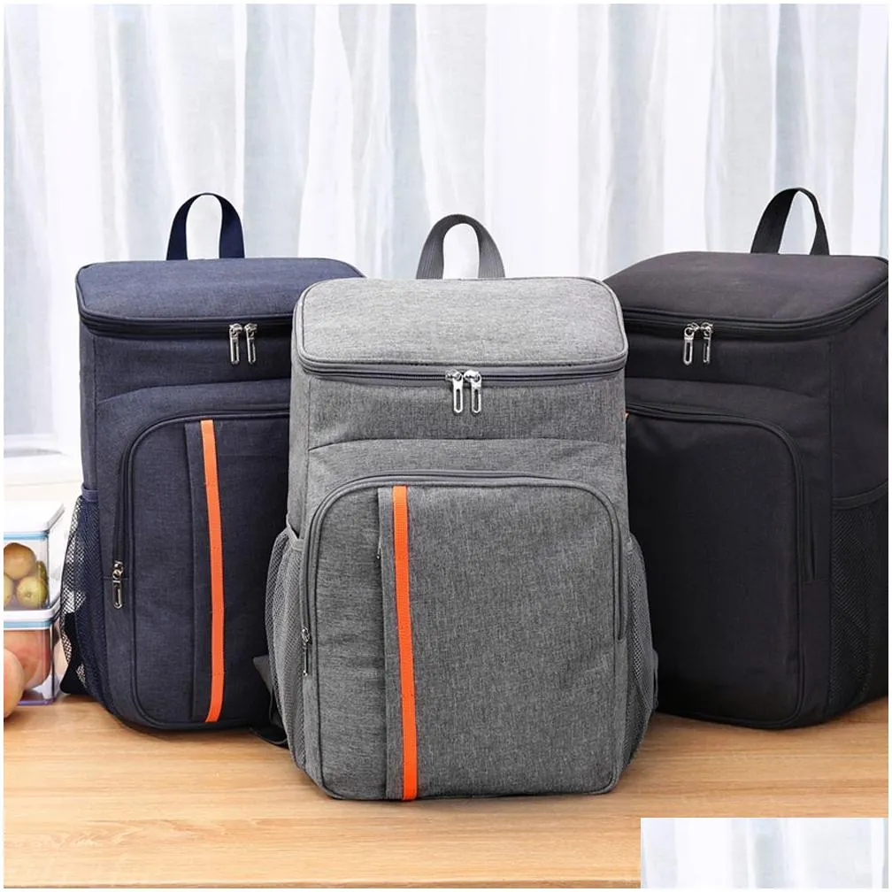 large capacity computer laptop backpack notebook lunch picnic cool and warm insulated bag 18l travel business outdoor food and beverage storage shoulder