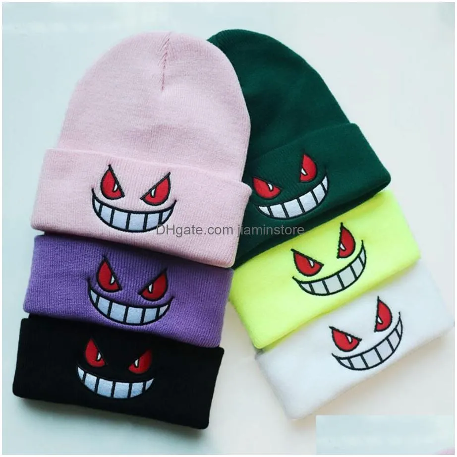 Beanie/Skull Caps Winter Outdoor Beanie For Uni Knitted Kawaii  Hood Hat Casual Birthday Halloween Hats Cycling Skiing Cap 8 Col Dh41V