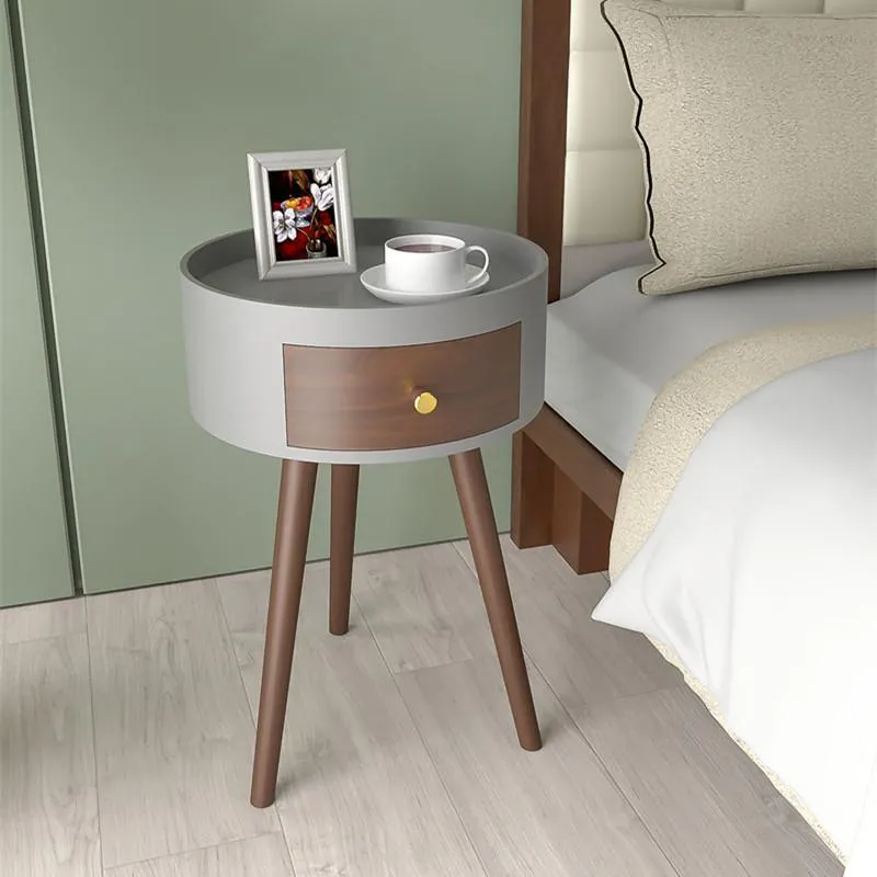 neoclassical minimalism small bedroom nightstand round ultra-narrow grey italian double bed nightstand with drawer