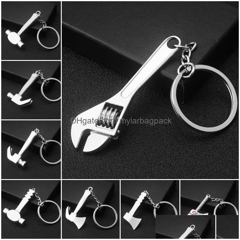 Other Hand Tools Keychains For Men Car Bag Keyring Tool Mini Utility Pocket Clasp Rer Hammer Wrench Pliers Shovel Axe Spanner Simation Dhvgz