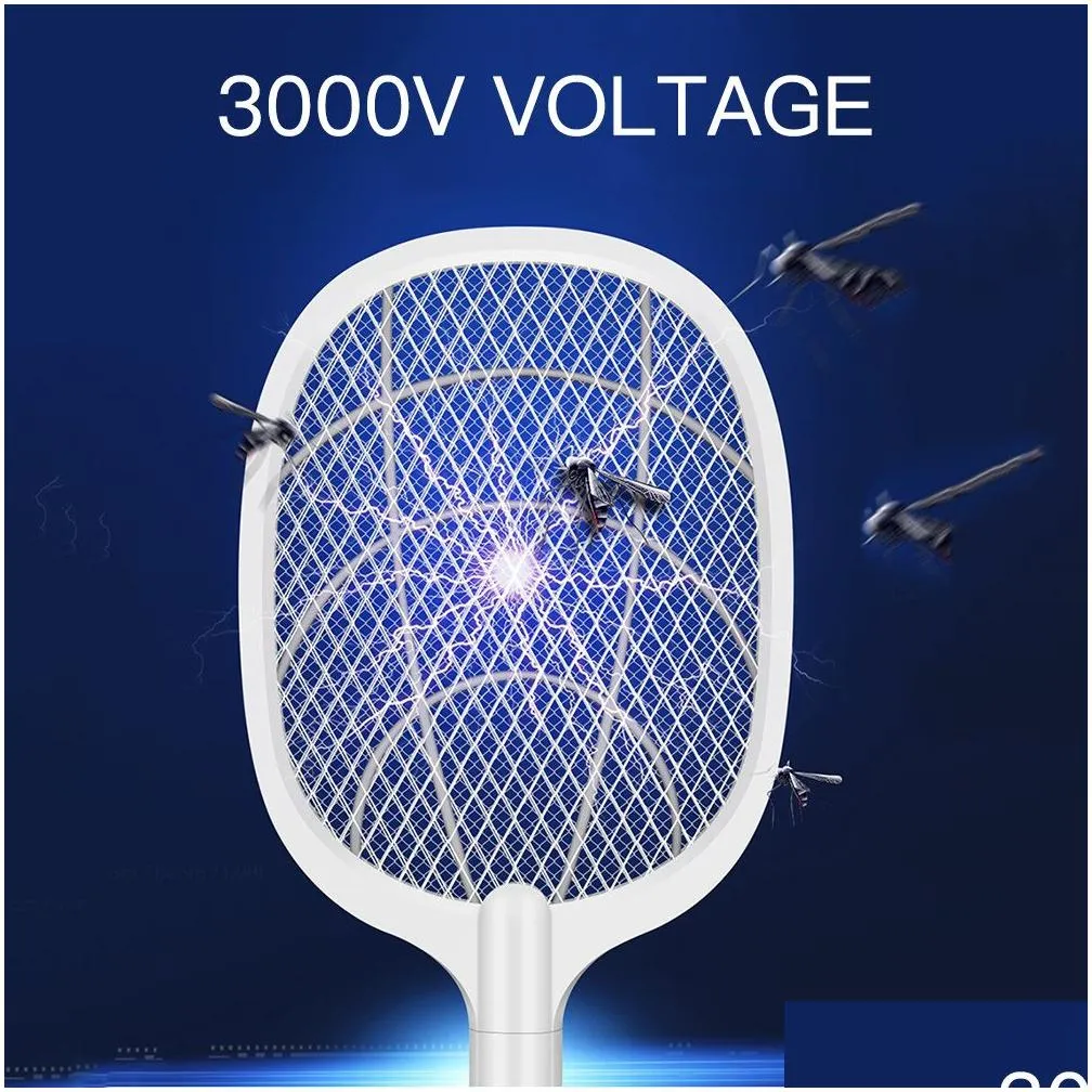 electric mosquito killer fly tter anti pest repeller bug zapper insect racket trap long handle for room