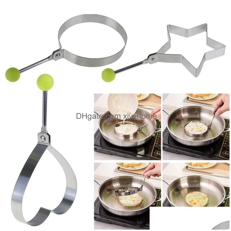 Egg Tools Omelette Mods Fried Egg Rings Mold Stainless Steel Pancake Kitchen Cooking Tools 5Pcs/Set Drop Delivery Home Garden Kitchen, Dheyg