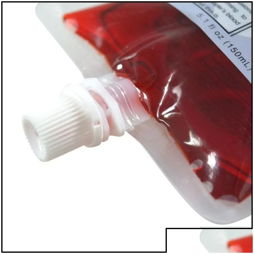halloween supplies 20pcs/set 250ml empty halloween blood bag for drinks pvc drink pouches vampire theme party props horror accessori
