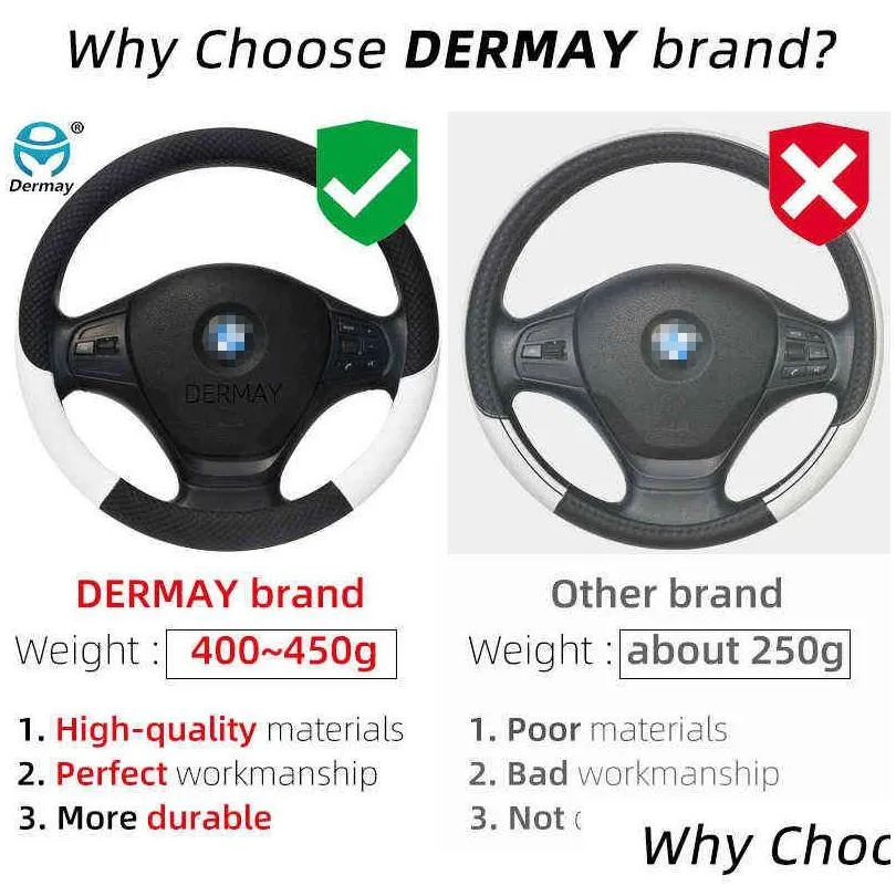 100 dermay brand pu leather car steering wheel cover for honda d gb3gb4gp3gb5gb6gb7gb8 20082022 car accessories j220808