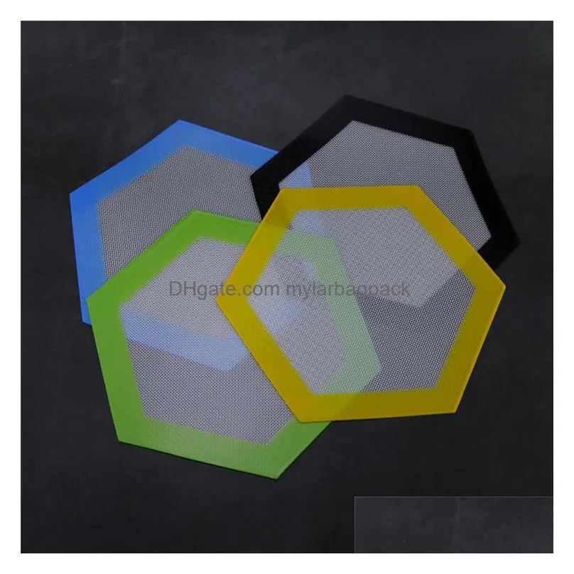 Other Bakeware Hexagon Shape Sile Mat 13Cm Glass Fiber Pad Dry Herb Baking Dabber Sheets Oil Bho Concentrate Rubber Pads Slick Wax Mat Dh6M5