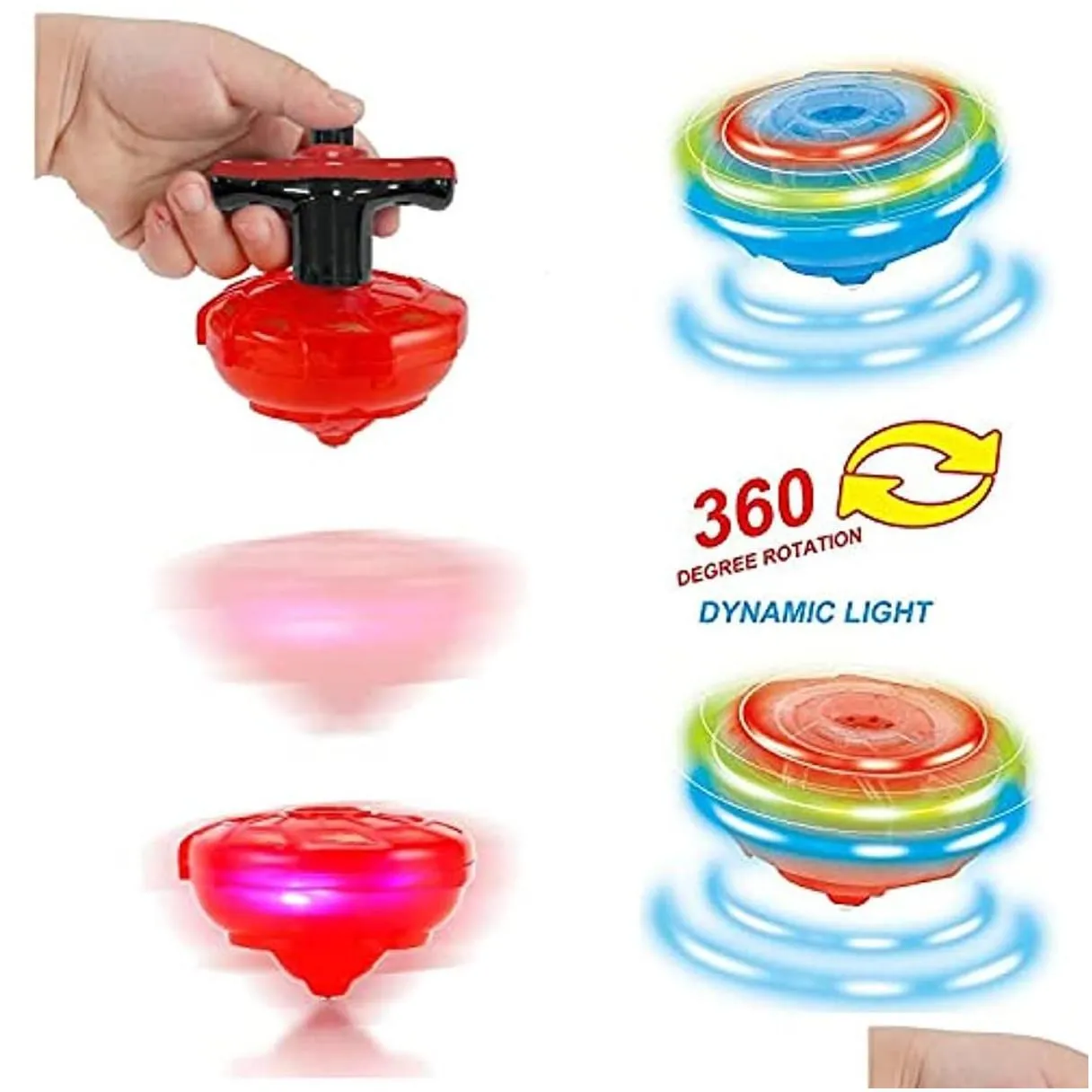 spinning top 12pcs led light up top toys flashing ufo spinning tops with gyroscope novelty bk toy party favors birthday supplies dro