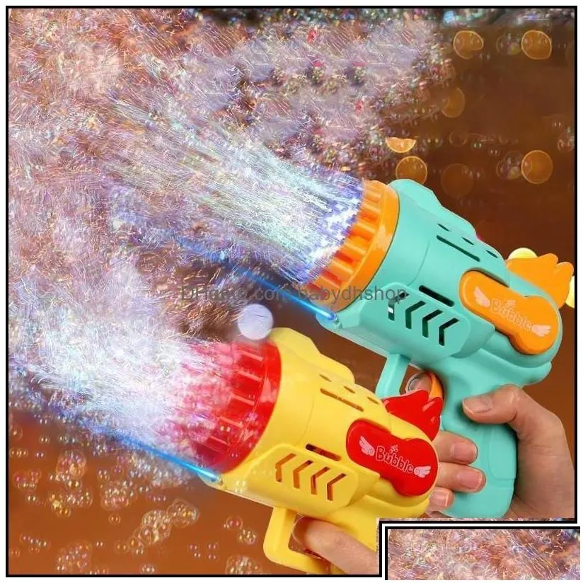 novelty games gag toys gifts bubble gun electric matic soap rocket bubbles hine kids portable outdoor party toy led lig dhjjw