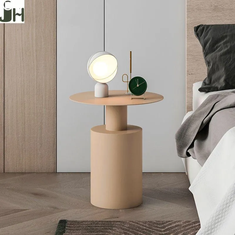 wind bedside table installation of small round table bedroom bedside cabinet shelf iron edge table