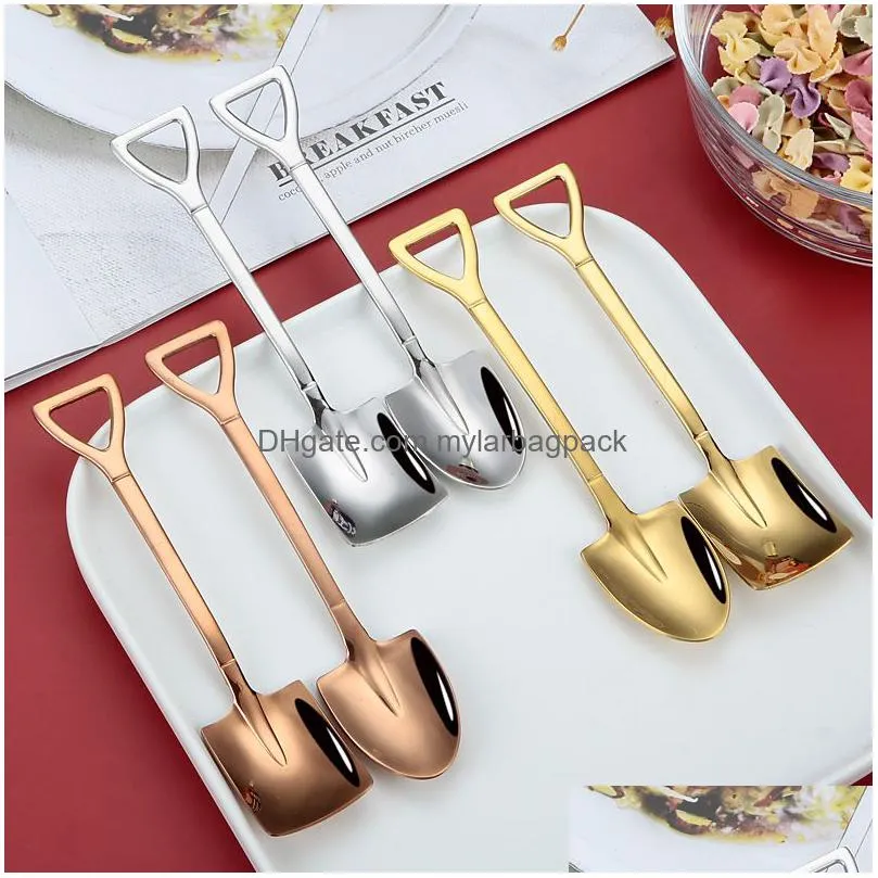 Coffee Scoops Stainless Steel Coffee Spoon For Kitchen Ice Cream Dessert Shovel Tea Spoons Tableware Set Scoop Teaspoon Dab Dabber Too Dh0By