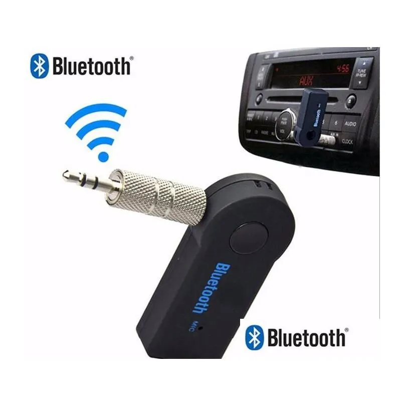 fashion universal 3.5mm bluetooth car kit a2dp wireless aux audio music receiver adapter hands with mic for phone mp3 retail