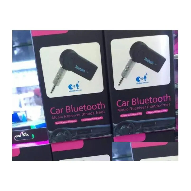 fashion universal 3.5mm bluetooth car kit a2dp wireless aux audio music receiver adapter hands with mic for phone mp3 retail