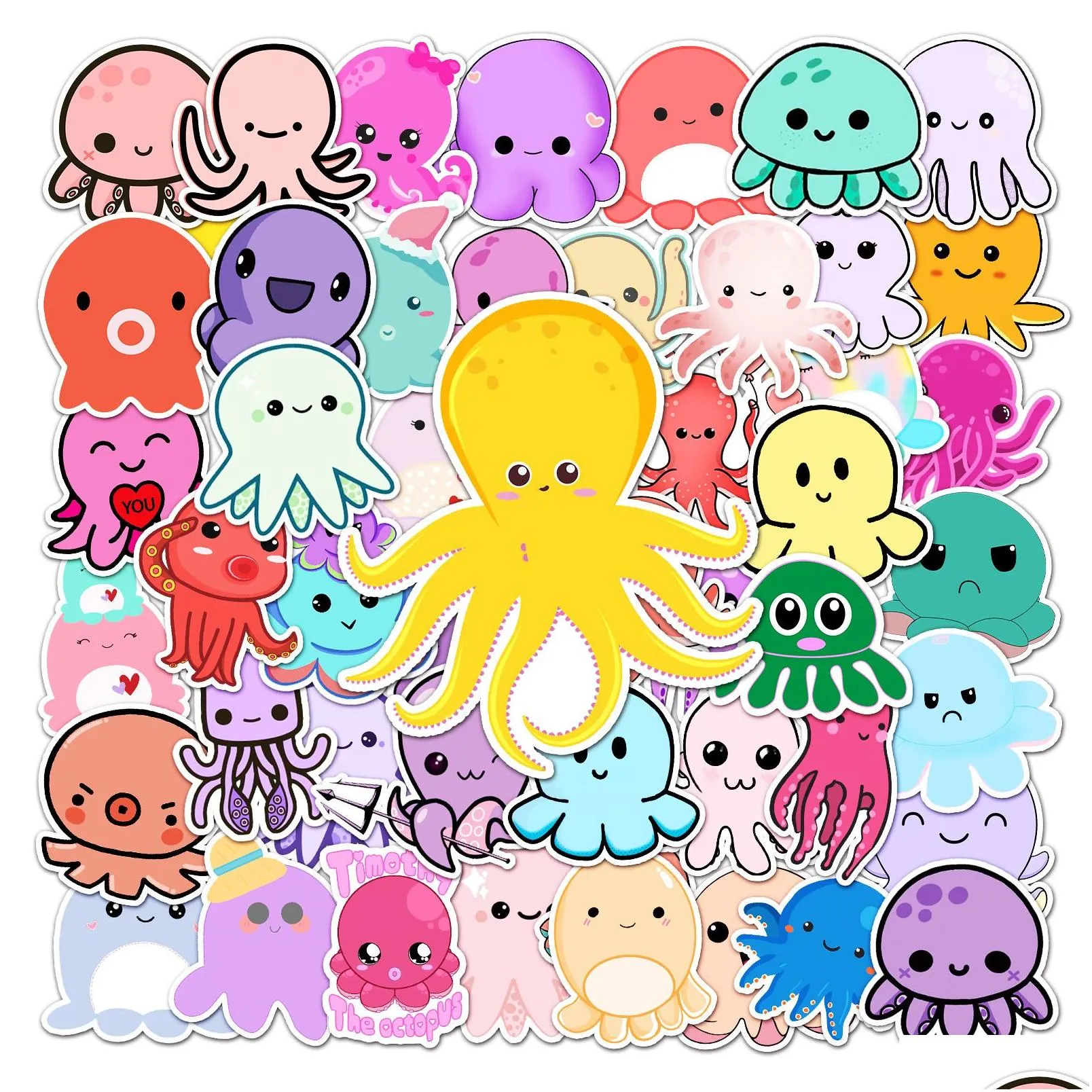 50pcs octopus stickers skate accessories waterproof vinyl sticker for skateboard laptop luggage bicycle motorcycle phone car decals