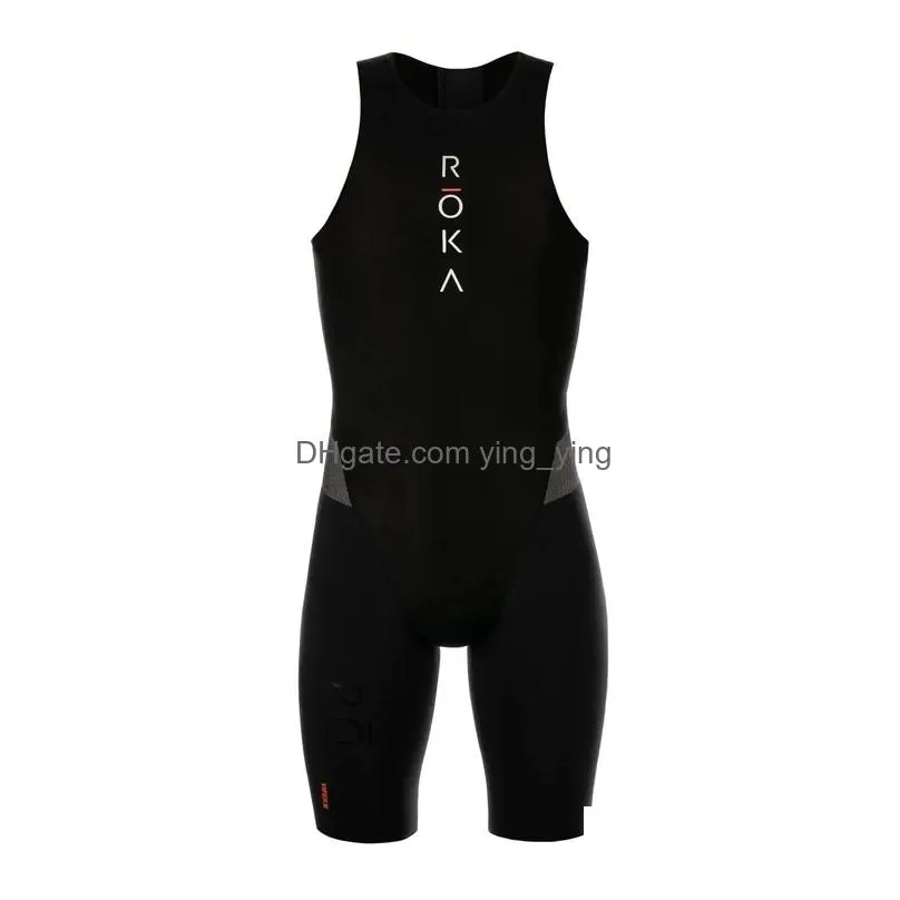 mens tracksuits roka triathlon mens sleeveless swimming and running sportswear bodysuit outdoor tights skin suit 220914