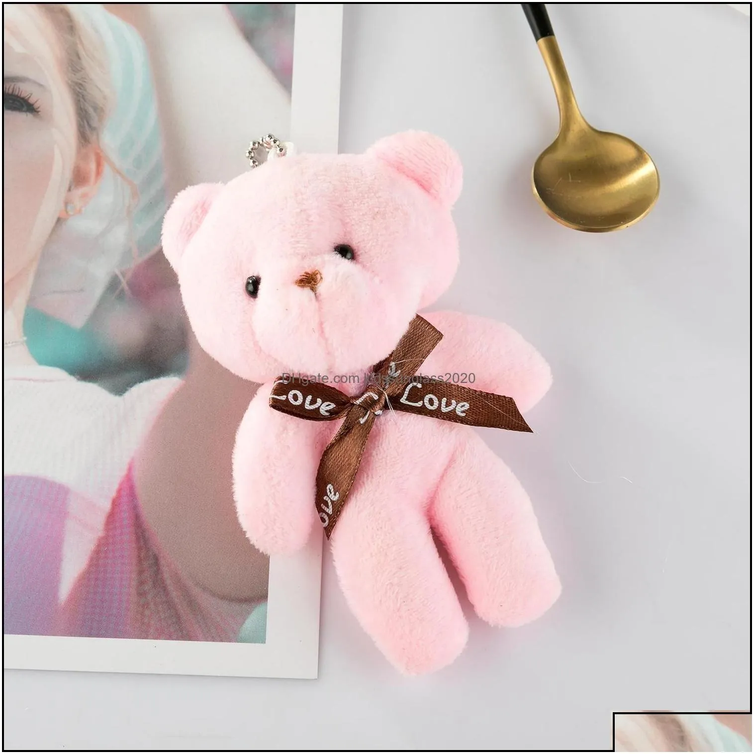 stuffed plush animals high quality plush teddy bear toy girl baby shower party cartoon animal key case pendant 12 cm christmas valen