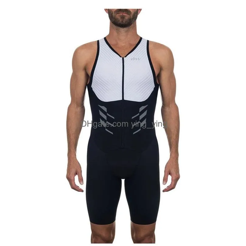 mens tracksuits roka triathlon mens sleeveless swimming and running sportswear bodysuit outdoor tights skin suit 220914